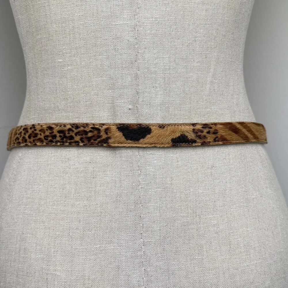 Vintage Streets Ahead Calf Hair Leopard Belt Brown Gold Buckle Women's Medium